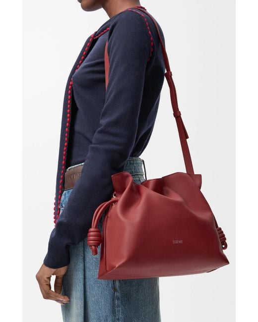 Loewe Red Knotted Drawstring Bucket Bag