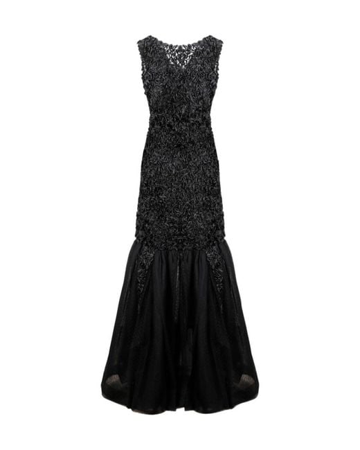 Alberta Ferretti Black Tulle Panelled Maxi Dress