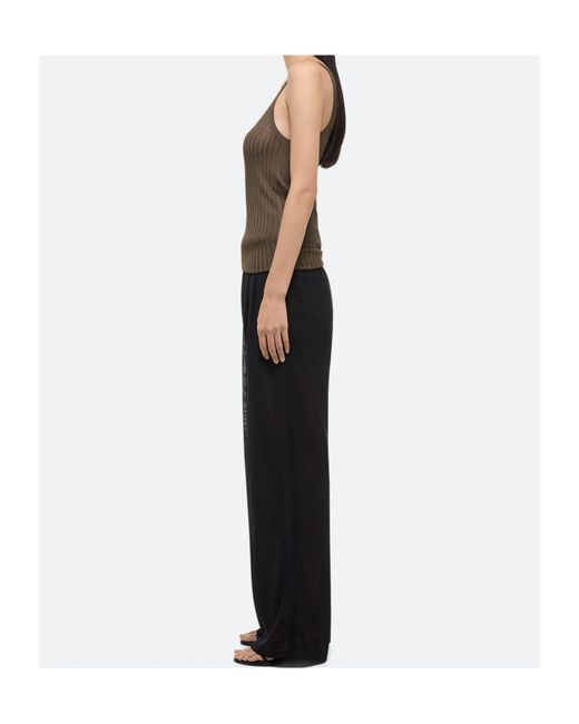 Helmut Lang Brown Pointelle Rib Tank