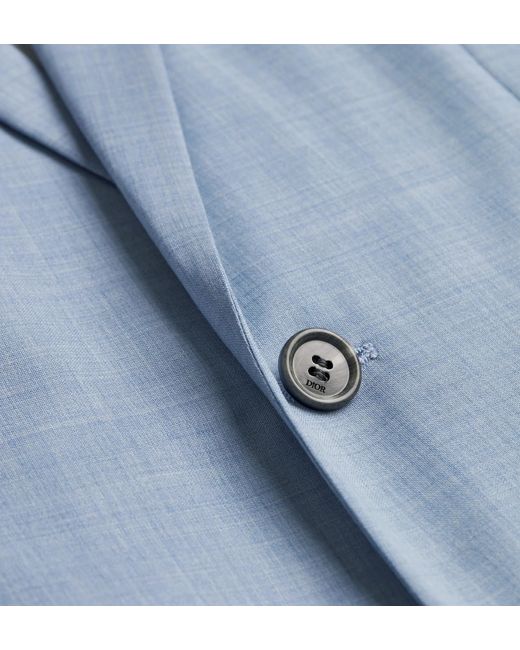 Dior Blue Long-Sleeved Suit Jacket Set for men