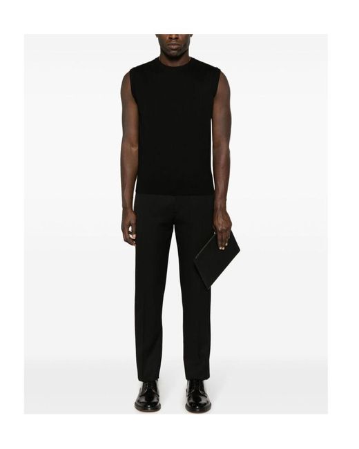 McQueen Black Low-Rise Satin-Trim Tailored Trousers for men