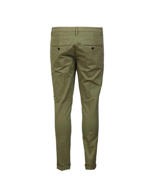 Dondup Green Logo-Plaque Trousers for men