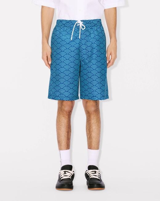 KENZO Blue Long Boardshort for men