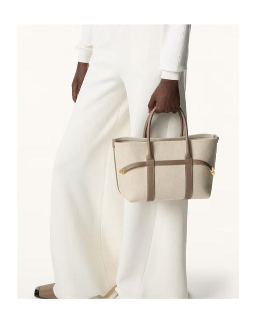 Loro Piana Natural Logo Embossed Shopping Bag