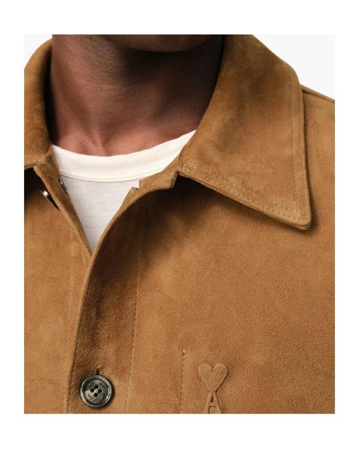 AMI Brown Logo Detailed Button-Up Jacket for men