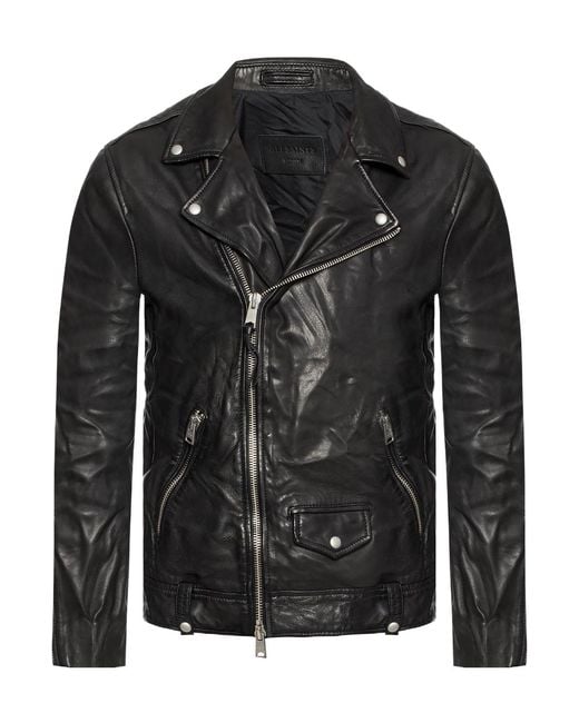 AllSaints Black Classic Biker Jacket for men