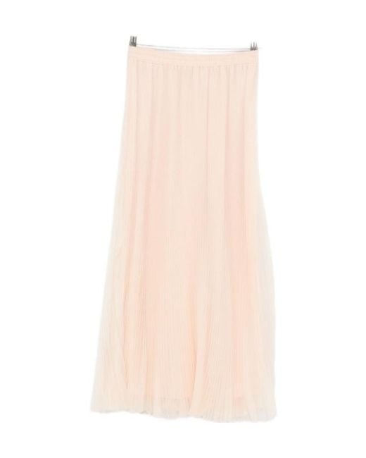 Ermanno Scervino Natural Pleated Midi Skirt