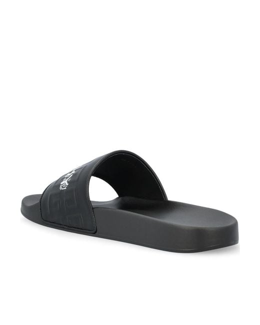 Givenchy Black 4G Embossed Open Toe Slides for men