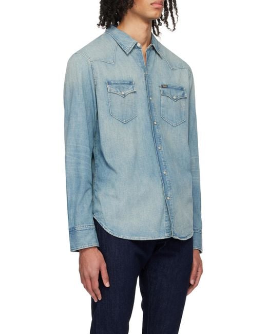 Polo Ralph Lauren Blue Long-Sleeved Denim Shirt for men