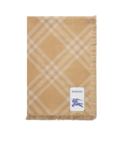 Burberry Natural Checked Fringed Scarf