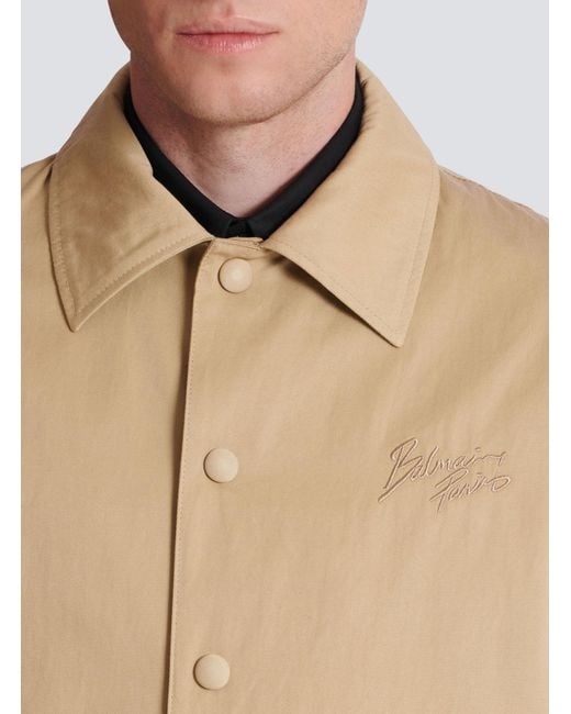 Balmain Natural Paris Logo Embroidered Bomber Jacket for men