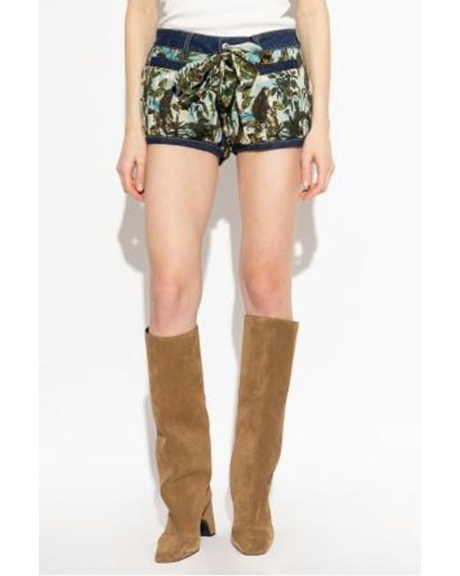 DSquared² Green Pattern-Printed Shorts