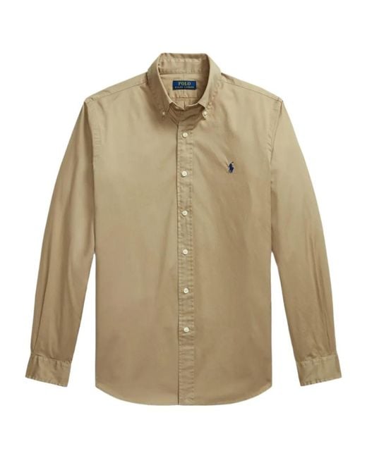 Polo Ralph Lauren Natural Logo Embroidered Curved Hem Shirt for men