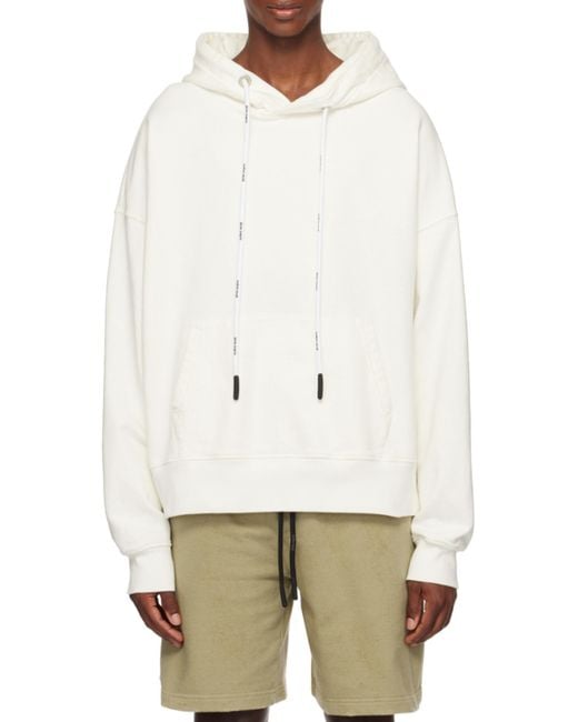 Palm Angels White Logo-Detailed Drawstring Hoodie for men
