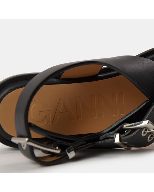 Ganni Black Buckle Sandals