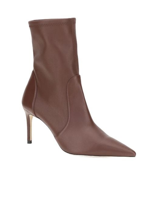 Stuart Weitzman Brown Pointed-Toe High-Heeled Ankle Boots