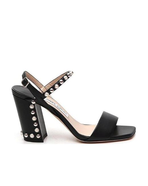 Jimmy Choo Black Aadra85 Sandals With Square Head And High Heels