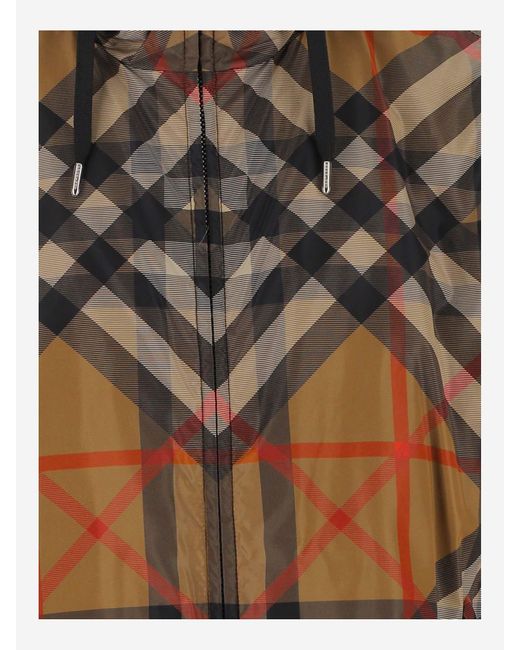 Burberry Brown Plaid Drawstring Hooded Jacket for men