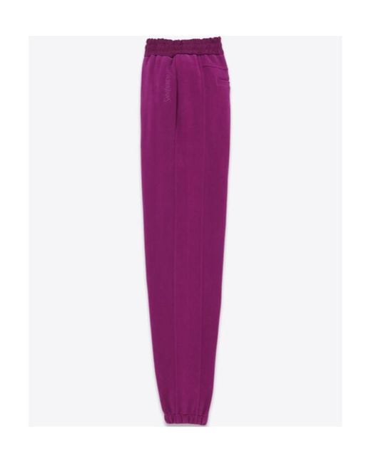 Saint Laurent Purple Drawstring Straight Leg Trousers for men
