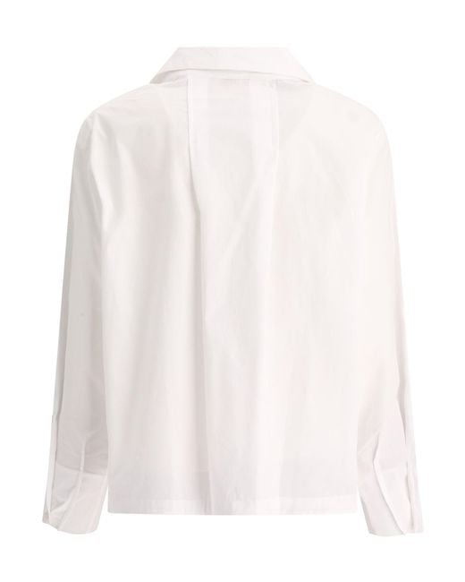Ines De La Fressange Paris White Three-Quarter Sleeve Collared Shirt