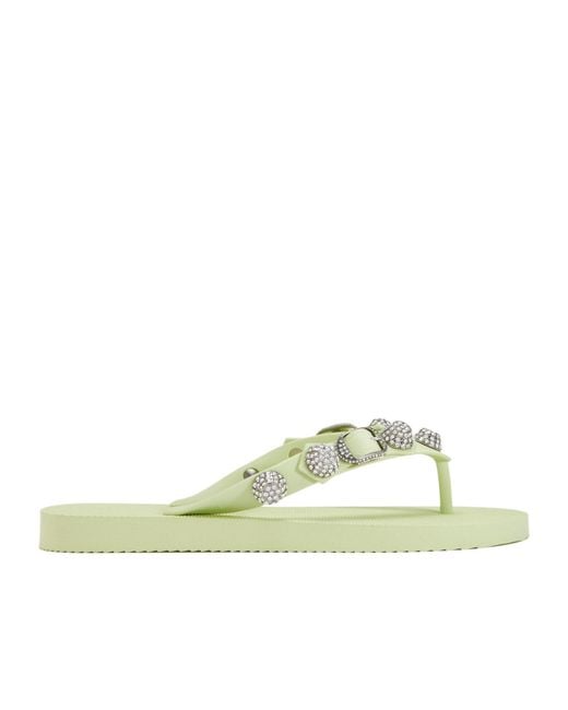 Balenciaga Green Cagole Thong Sandals