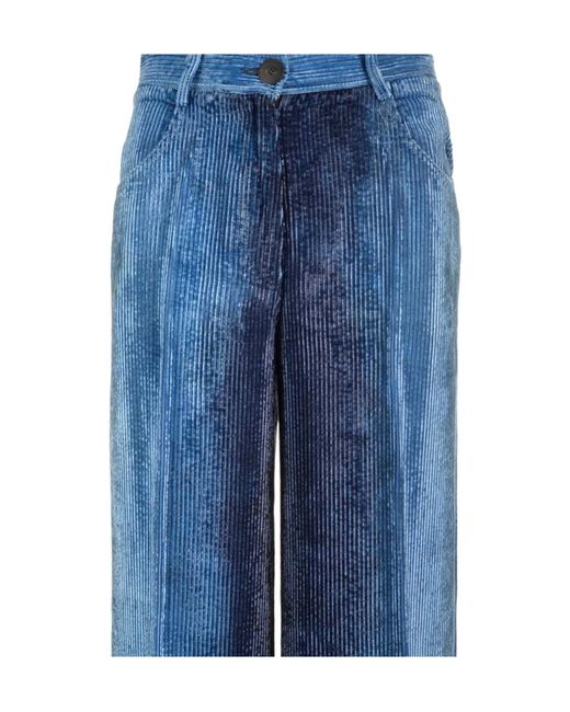 Forte_forte Blue Degrade Denim Velvet Wide-Leg Pants