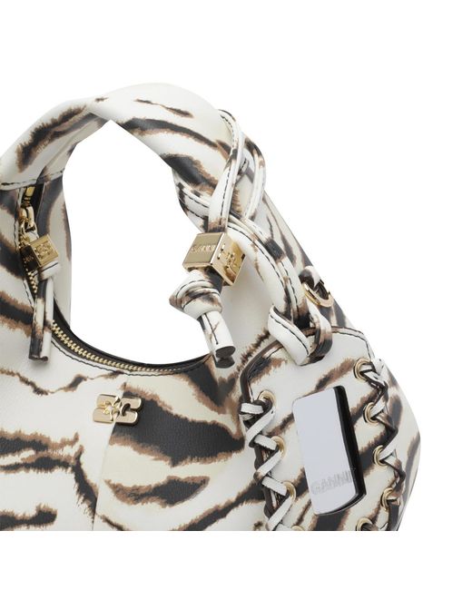 Ganni Metallic Mini Zebra Hobo Shoulder Bag