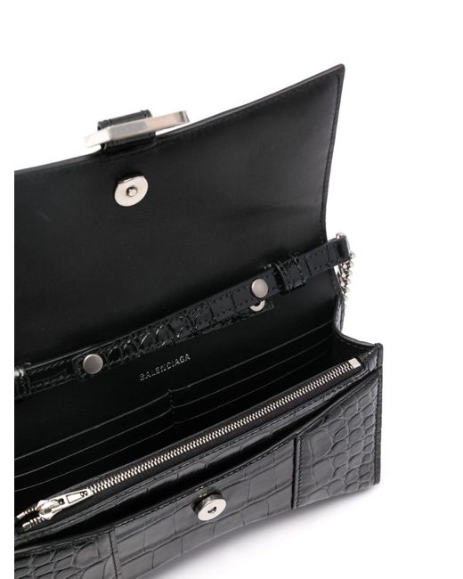 Balenciaga Black Hourglass Embossed Chain Wallet