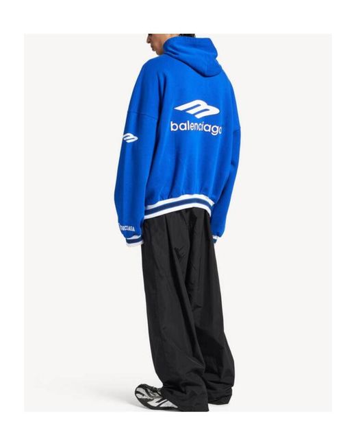 Balenciaga Blue Logo Patch Hooded Sweatshirt for men