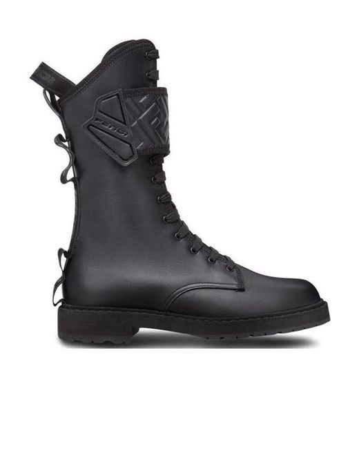 Fendi Black High Ankle Biker Boots
