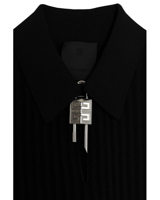 Givenchy Black Padlock Detail Polo Shirt