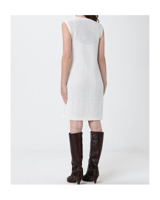 Fabiana Filippi White Crew-Neck Sleeveless Mini Dress
