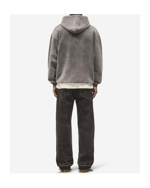 Represent Gray Embroidered Cotton Hoodie for men