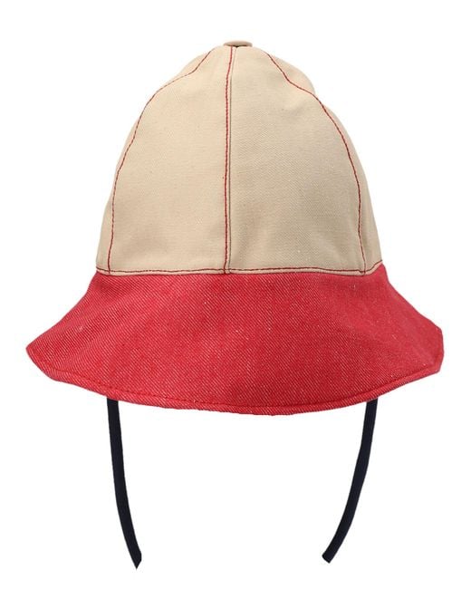 Sunnei Red Denim Bucket Hat for men