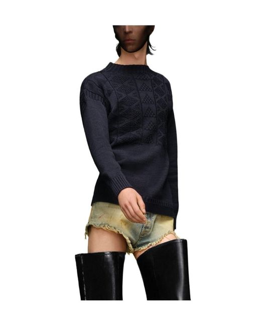 Maison Margiela Black Textured Knit Sweater for men