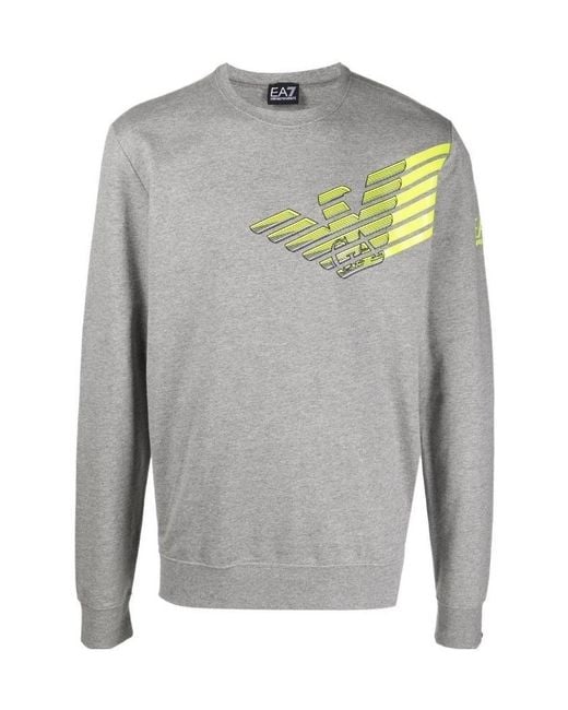 EA7 Gray Logo-Print Sweatshirt for men