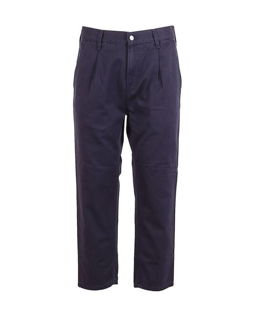 Carhartt Blue Wip Logo Patch Cropped Cargo Trousers for men