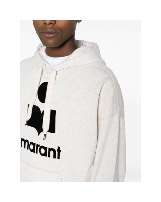 Isabel Marant White Miley Logo Flocked Hoodie for men