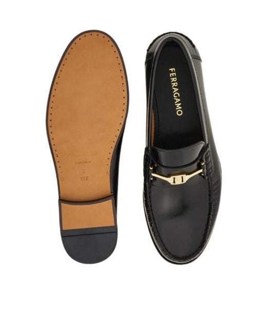 Ferragamo Black Ferragamo F Buckle Loafers for men