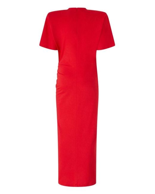 Pinko Red Padded Shoulders Long T-Shirt Dress