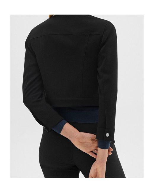 Theory Black Shrunken Button-Up Trucker Jacket