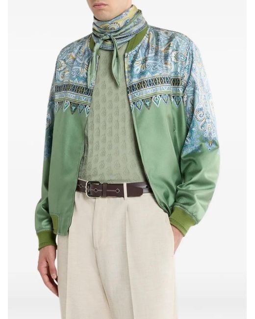 Etro Green Paisley Bomber Jacket for men