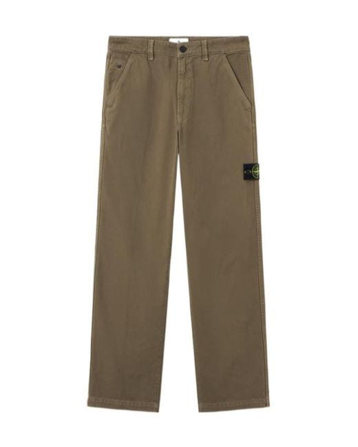 Stone Island Green Loose-Fit Chino Trousers With Snap Pockets for men