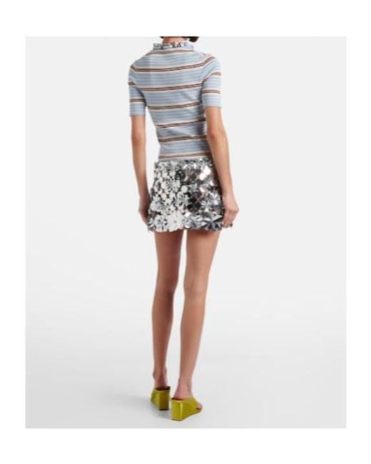 Rabanne White Embellished Chainmail Miniskirt