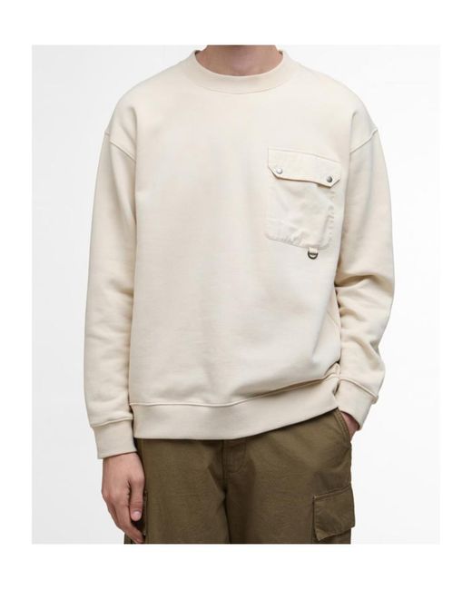 Barbour White Leazes Crew Sweatshirt for men