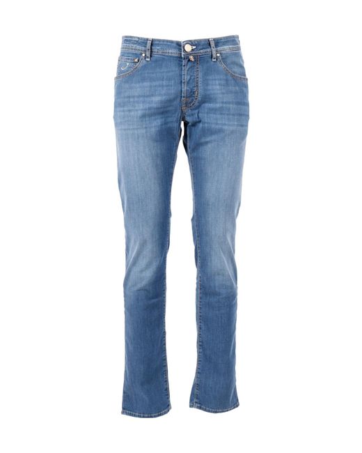 Jacob Cohen Blue Logo Detailed Slim Fit Jeans for men