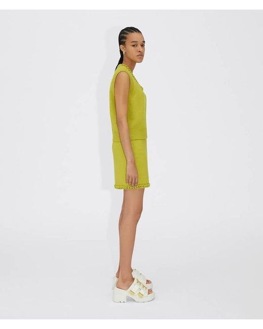 Bottega Veneta Yellow Crochet Chain Detailed Ribbed Vest