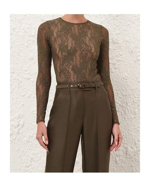 Zimmermann Green Lace Bodysuit
