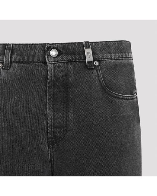 McQueen Gray Logo Patch Wide-Leg Jeans for men