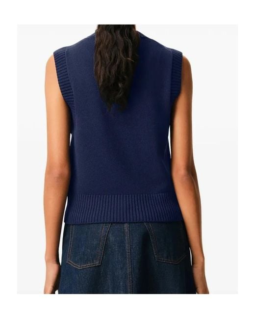 AMI Blue Wool And Cotton Sleeveless Ami De Coeur Sweater